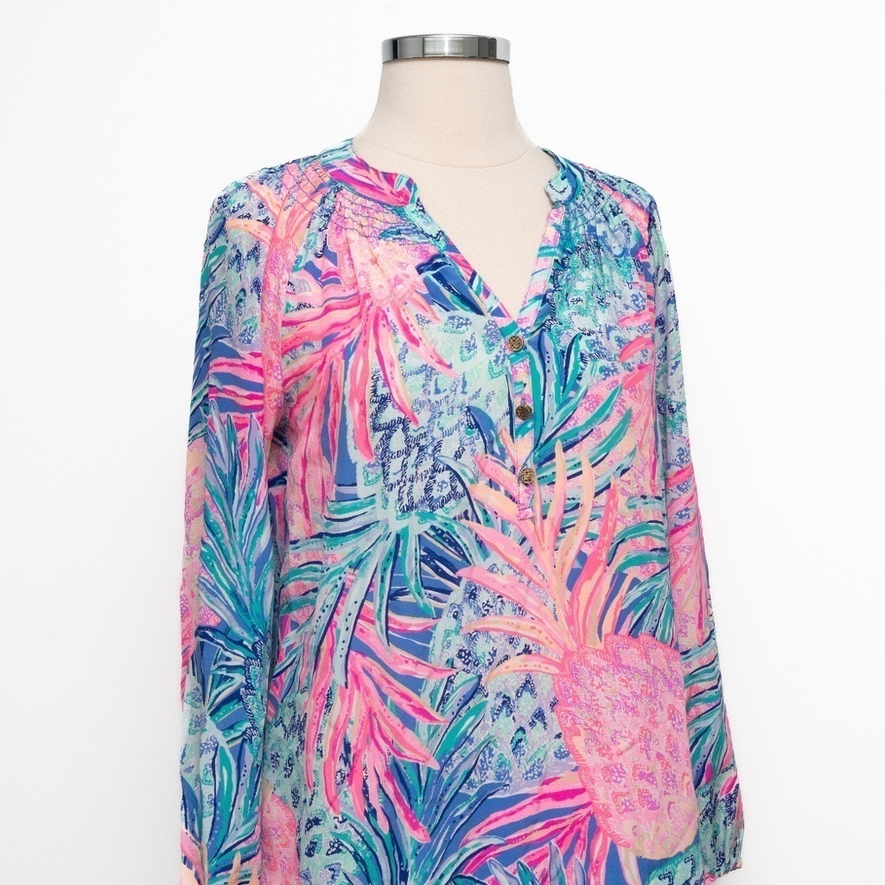 Lilly Pulitzer Elsa Silk Top Lilac‎ Thistle XS - Picture 8 of 13